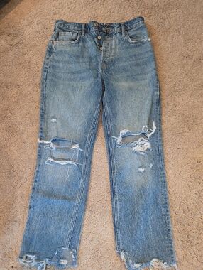 Free People Distressed Blue Denim Jeans